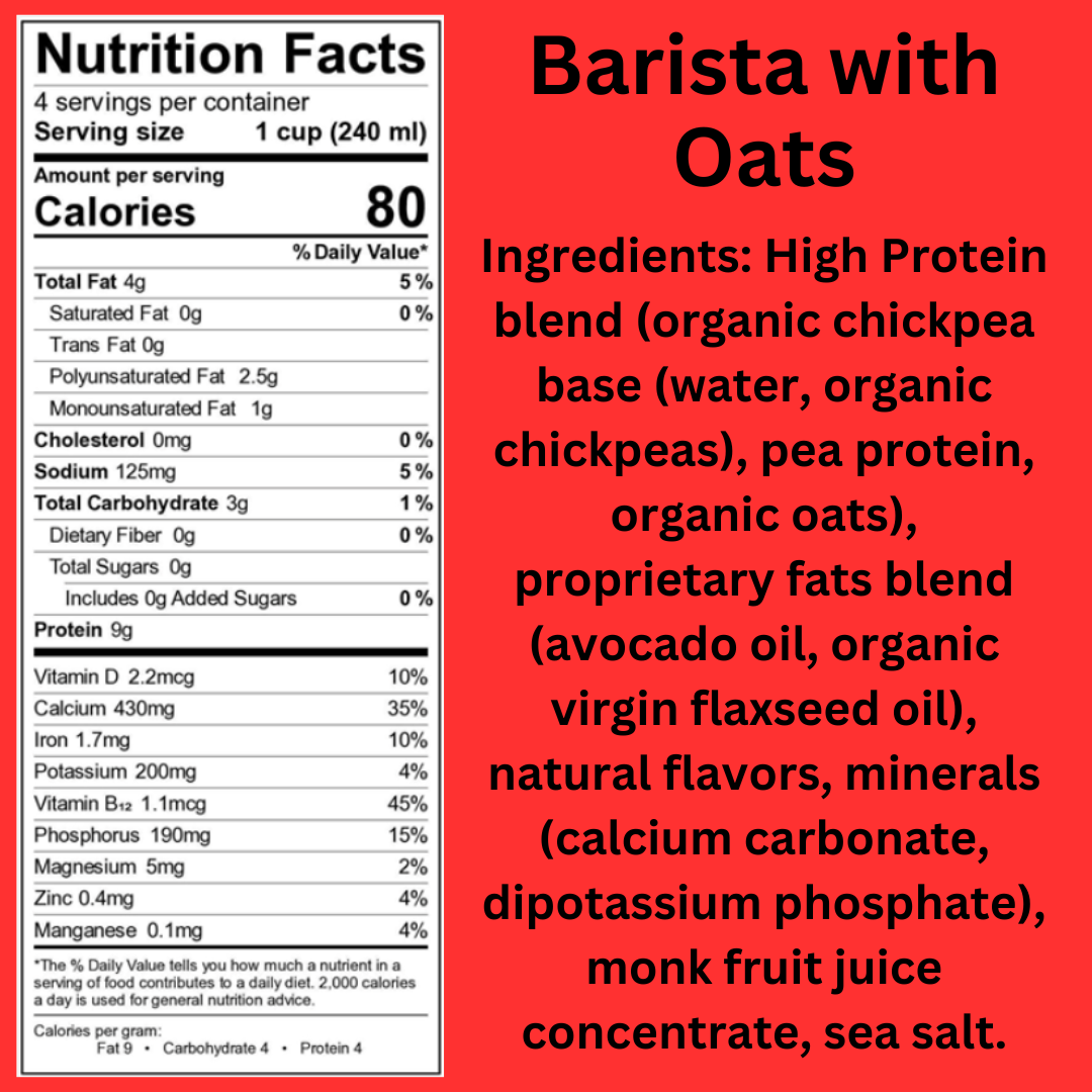 High Protein, Zero Sugar Oat Blend mix (For drinking or as a Barista milk) 6 cartons