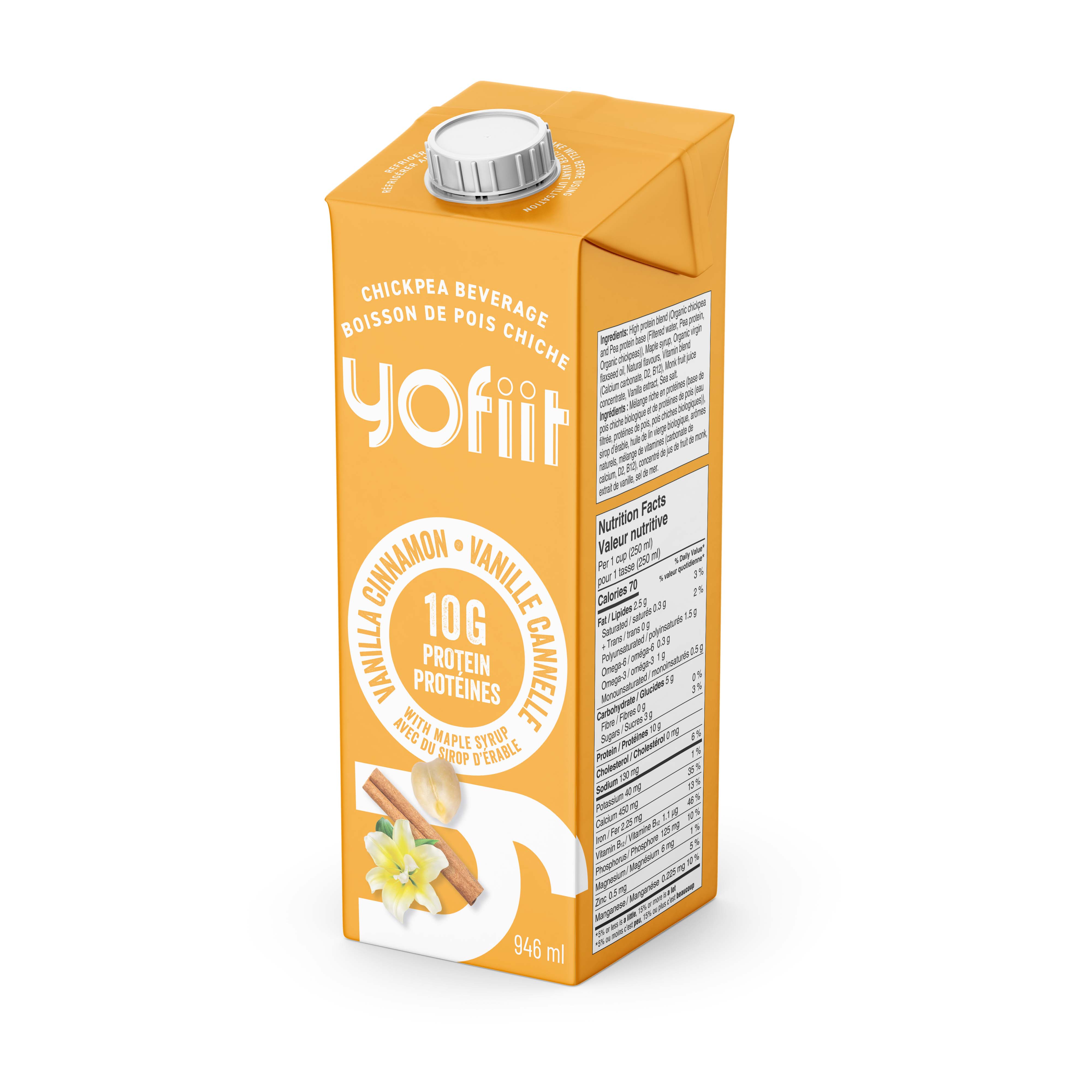 Yofiit – Lait de pois chiche riche en protéines w. lin (vanille cannelle)-12 cartons