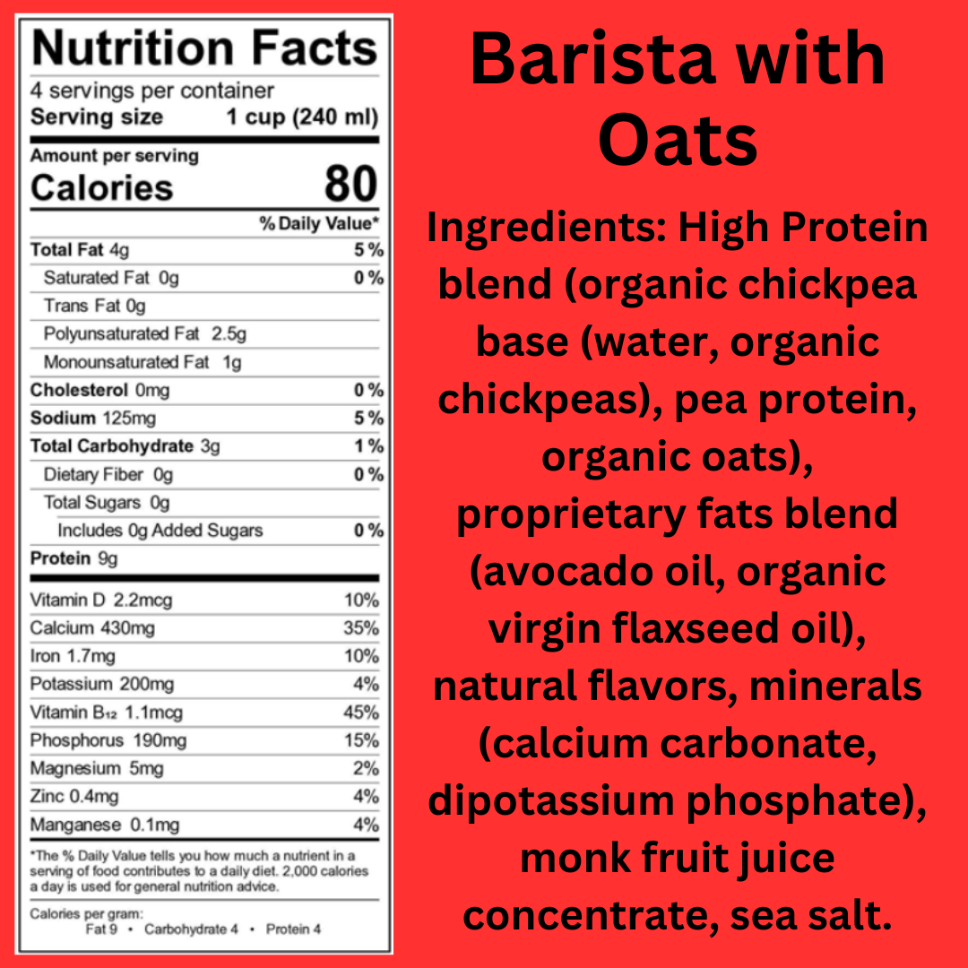 High Protein, Zero Sugar Oat Blend mix (For drinking or as a Barista milk) 6 cartons,  SAVE with code TASTY15