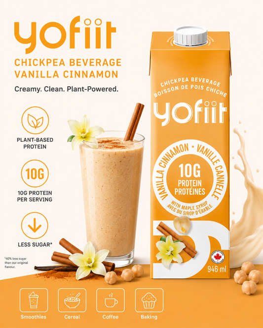 Yofiit – Lait de pois chiche riche en protéines w. lin (vanille cannelle)-12 cartons