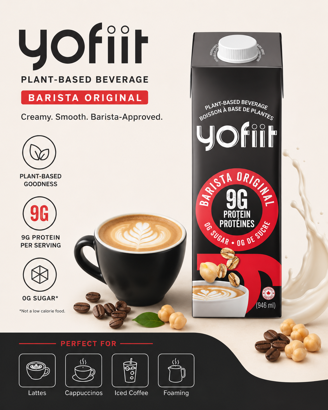 High Protein, Zero Sugar Oat Blend mix (For drinking or as a Barista milk) 6 cartons