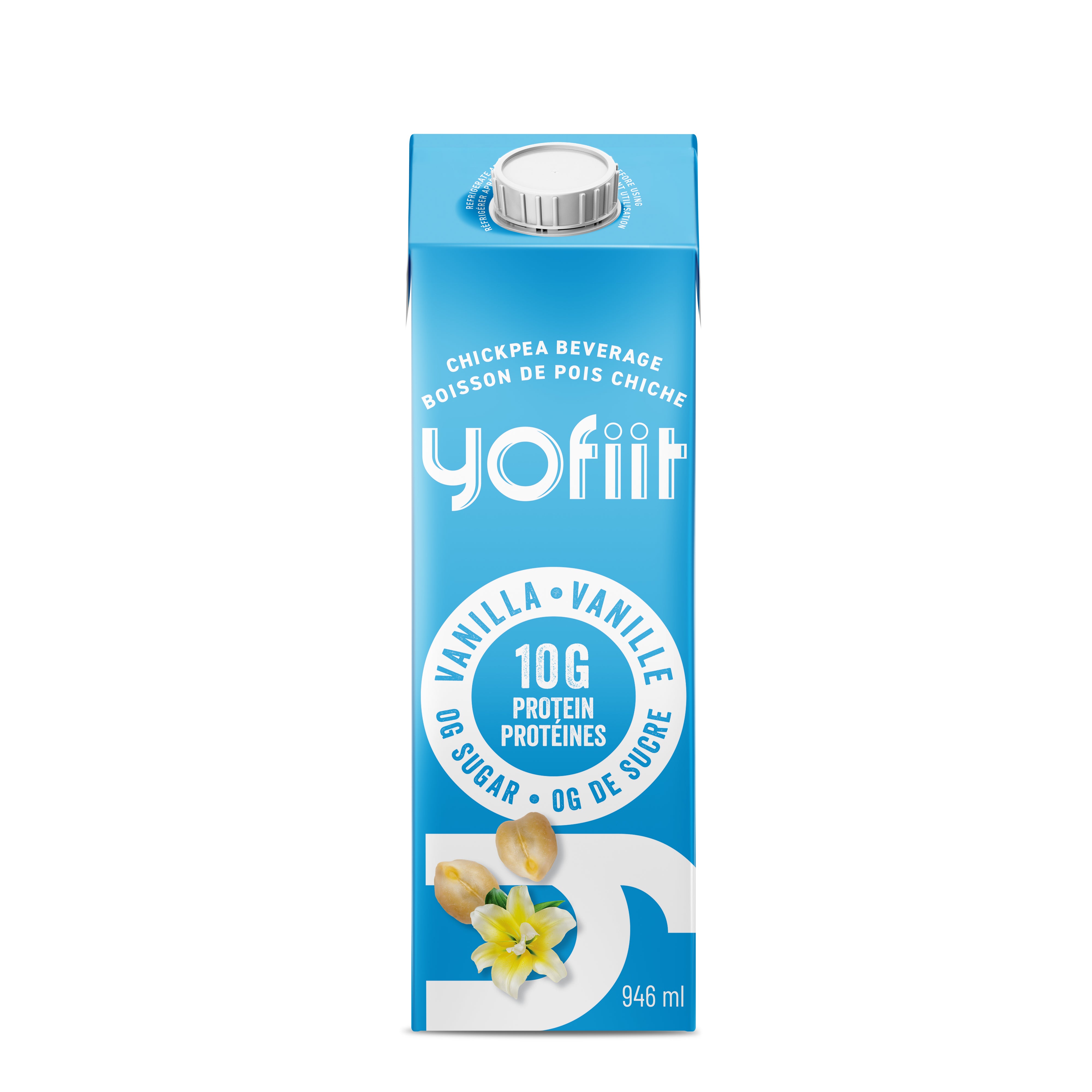 Yofiit – High protein chickpea milk w. flax (vanilla unsweetened) - 12 cartons